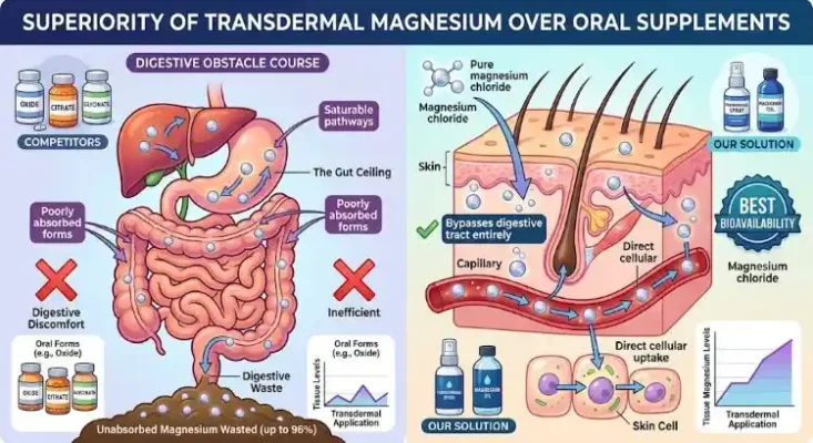 Superiority of transdermal magnesium over oral