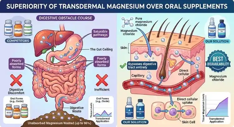 Superiority of transdermal magnesium over oral
